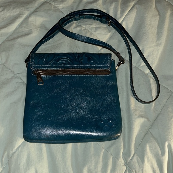Patricia Nash Leather cross body bag teal with dust bag - Picture 3 of 9